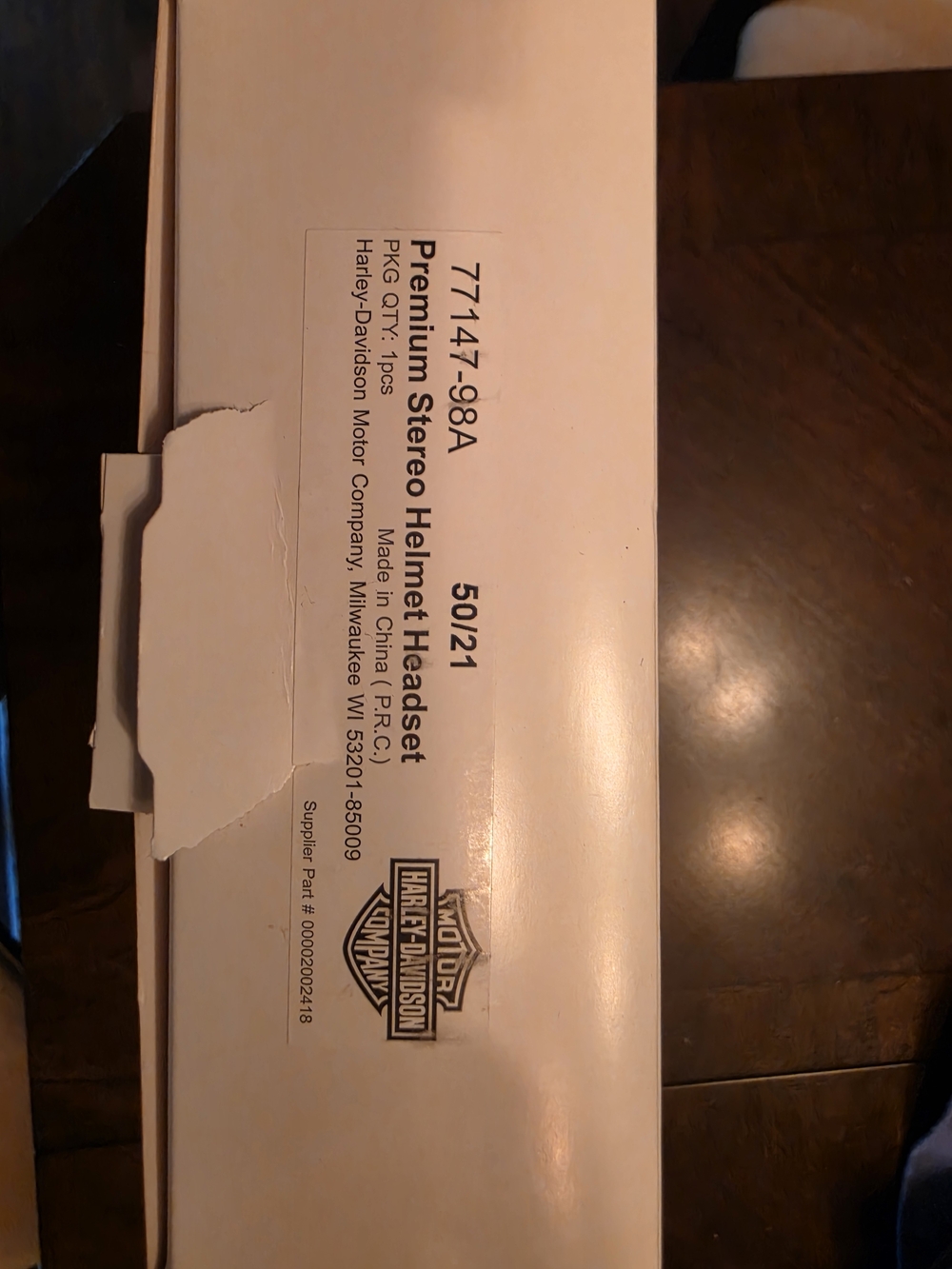 Harley-Davidson White Stereo Helmet Headset Box